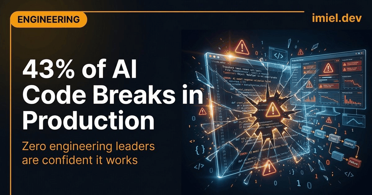 Breaks Code Vector Image 43% of AI-Generated Code Breaks in Production | Imiel Visser